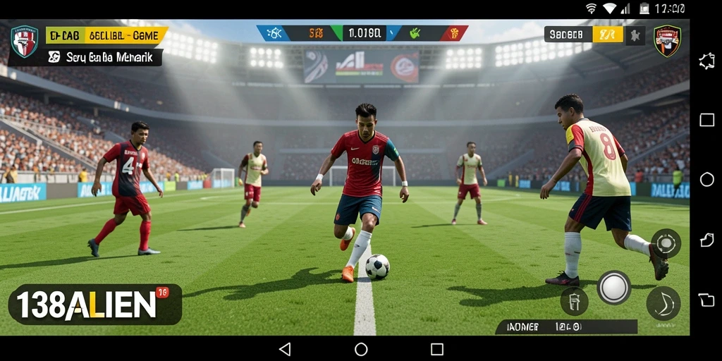Screenshot gameplay 138ALIEN yang menampilkan aksi sepak bola yang seru.