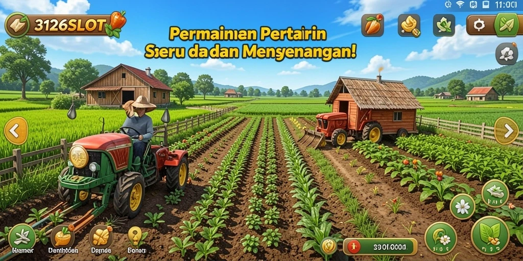 Screenshot game 3126SLOT yang menampilkan pengalaman bertani di lahan.