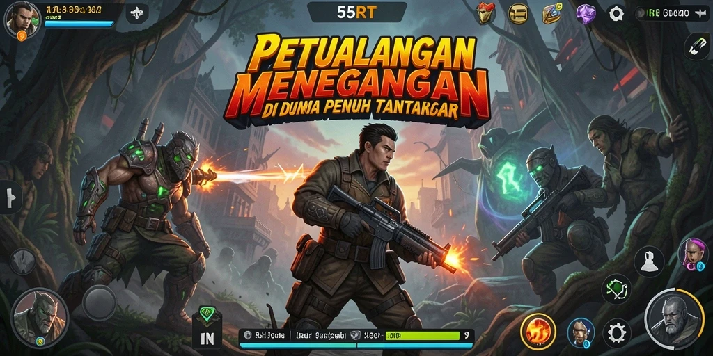 Tampilan gameplay petualangan yang mendebarkan di 55RT.