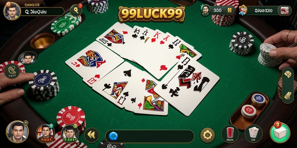 Tangkapan layar gameplay seru 99LUCK99 dengan kartu QiuQiu.