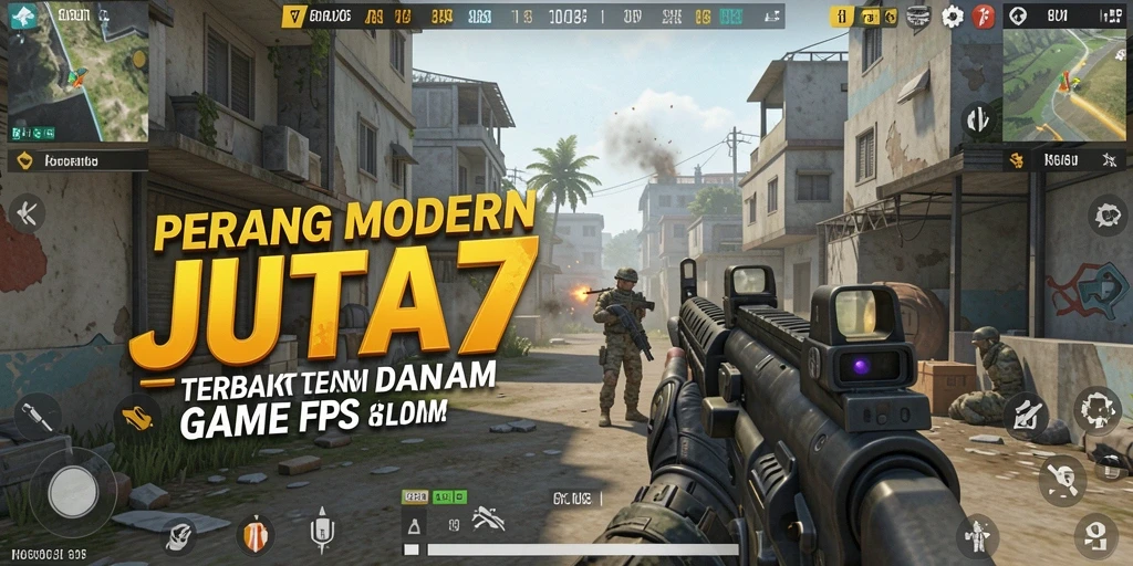 Screenshot gameplay JUTA7 dengan aksi perang yang intens.