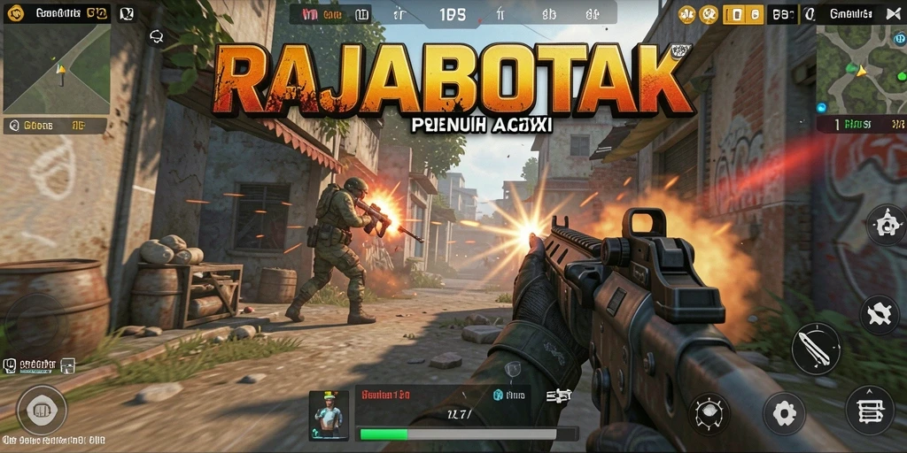 Tangkapan layar gameplay RAJABOTAK dengan aksi pertempuran menegangkan.