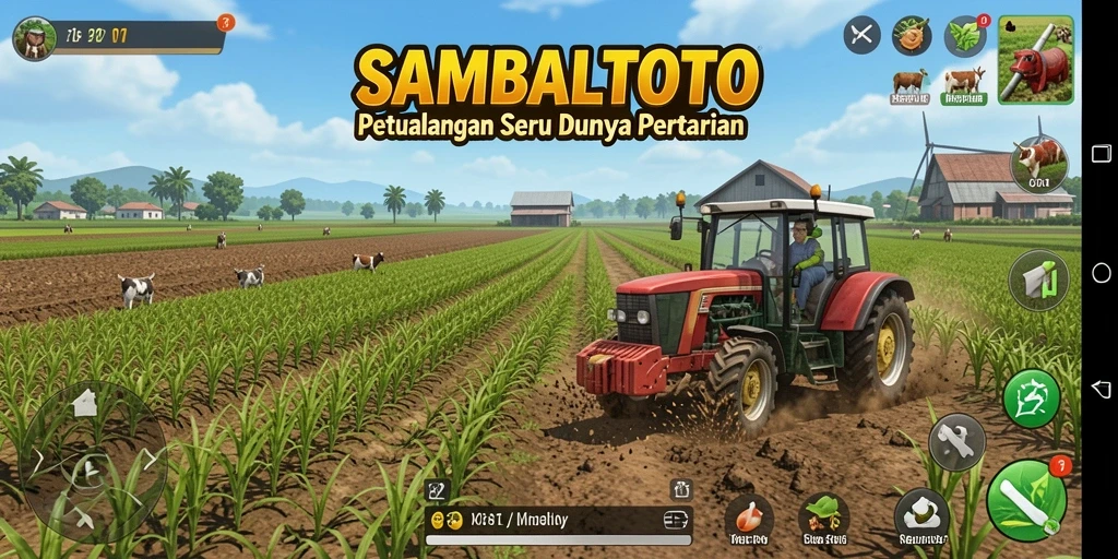 Screenshot gameplay SAMBALTOTO yang menunjukkan aktivitas pertanian yang seru.