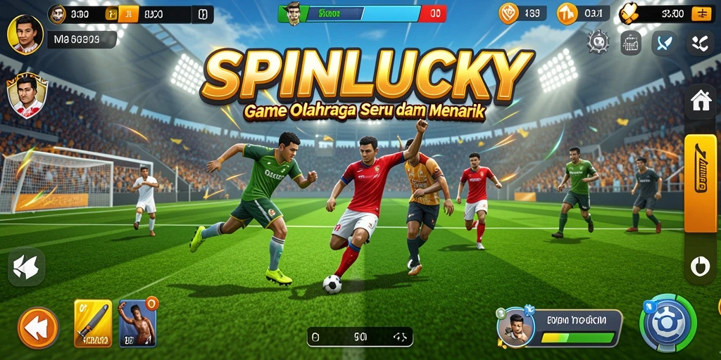 Tangkapan layar utama SPINLUCKY menunjukkan aksi seru dalam pertandingan olahraga.