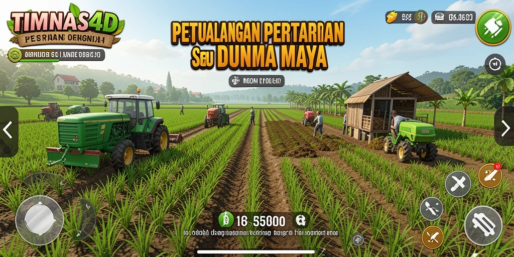 Screenshot gameplay TIMNAS4D yang menampilkan aktivitas bertani