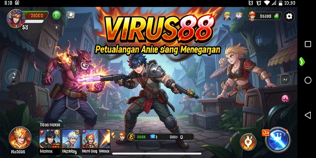 Tangkapan layar utama VIRUS88 menampilkan aksi seru dari gameplay Anime.