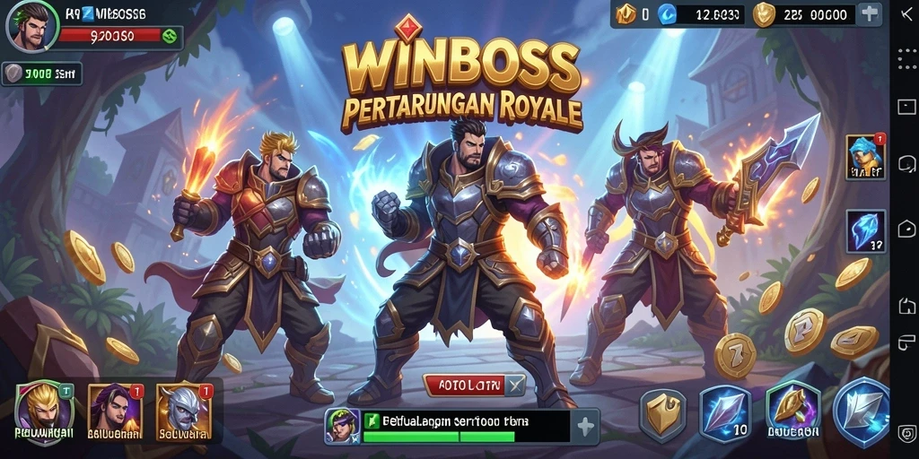 Tampilan gameplay seru dari permainan WINBOSS yang menampilkan aksi pertempuran.