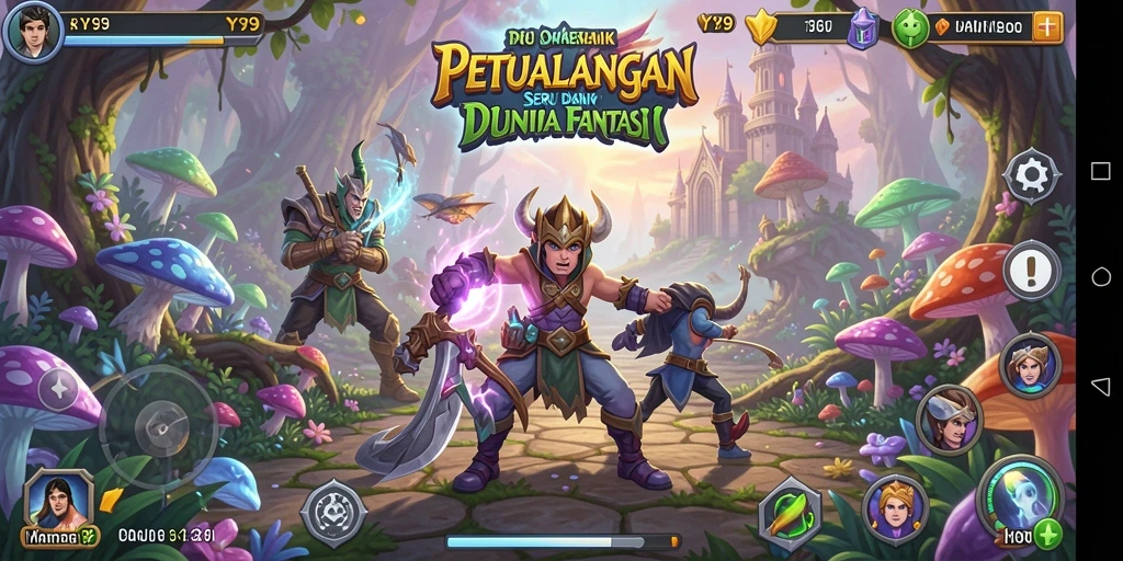 Screenshot gameplay Y89 menunjukkan aksi petualangan seru di dunia fantastis.